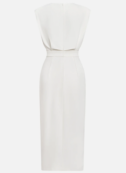 VESTIDO MIDI BLANCO ELEGANTE CON BOTONES