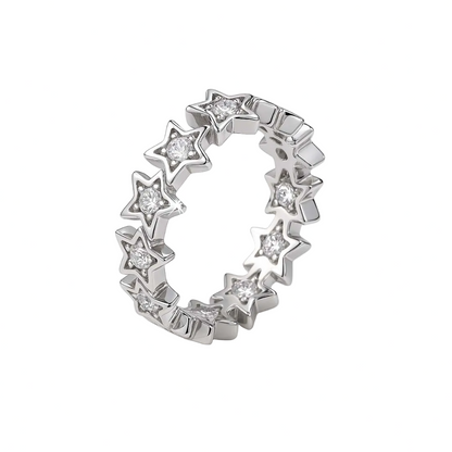 ANILLO VALENTINA ROCHE PLATEADO DE ESTRELLAS CON CIRCONITAS