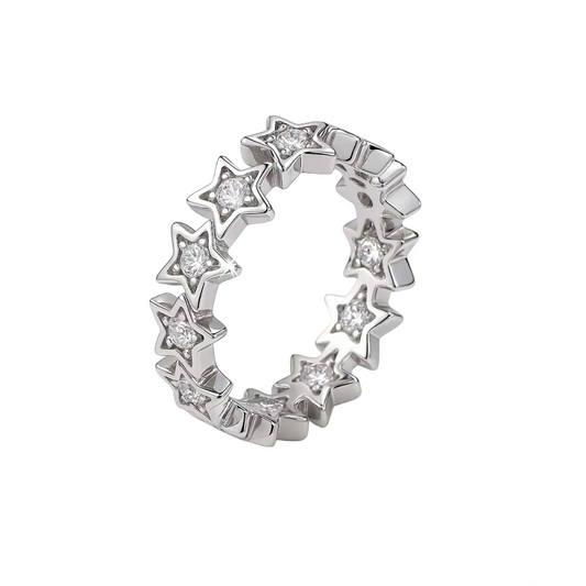 ANILLO VALENTINA ROCHE PLATEADO DE ESTRELLAS CON CIRCONITAS