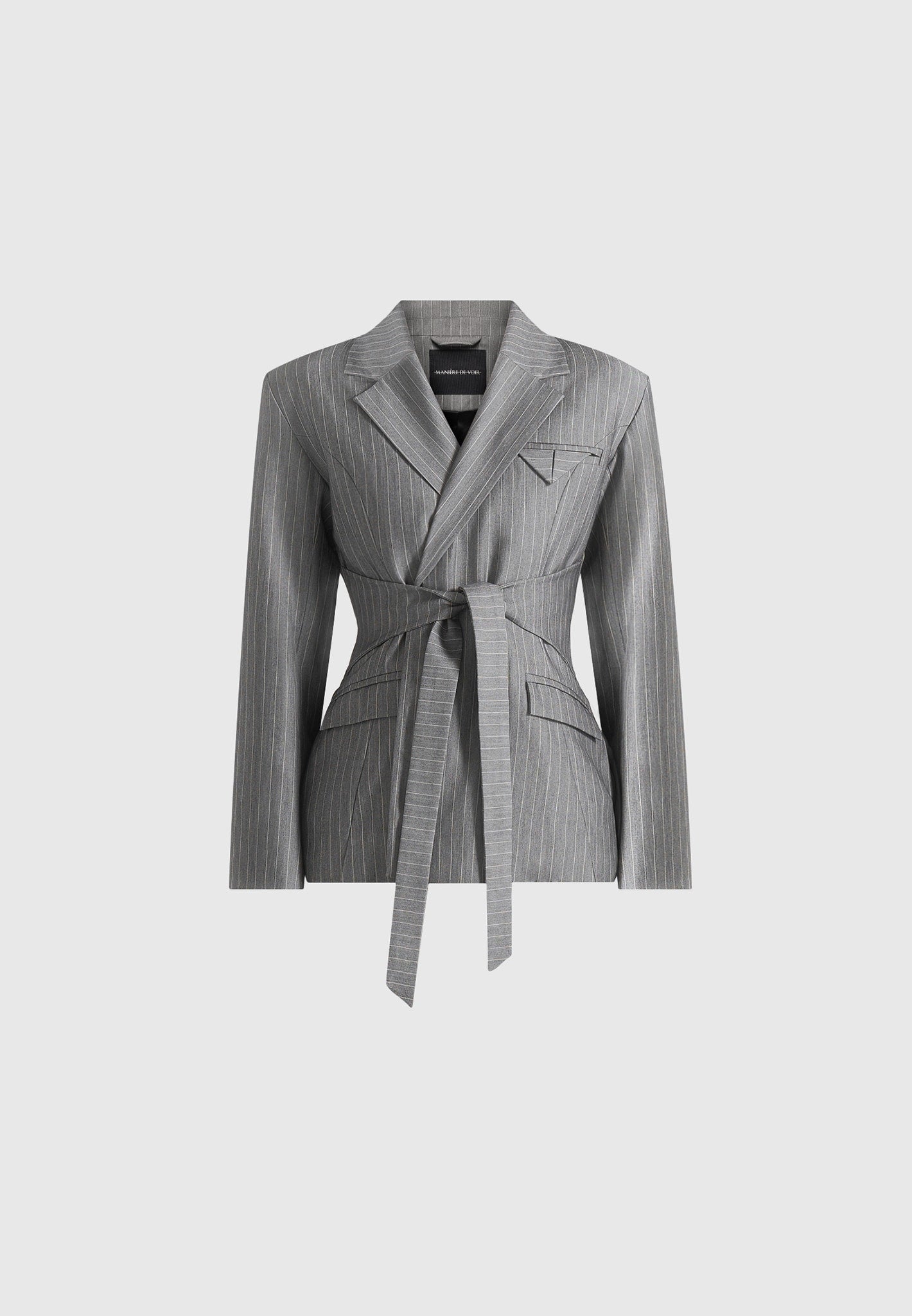 Delphine - Blazer cruzado con rayas diplomáticas - Gris