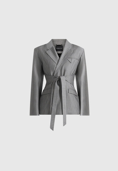 Delphine - Blazer cruzado con rayas diplomáticas - Gris