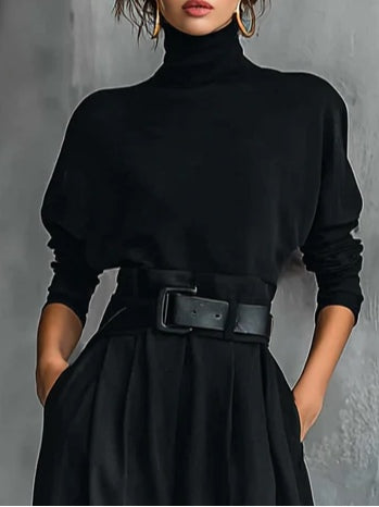 MONO ELEGANTE DE CINTURA ALTA CON CORTE FLUIDO