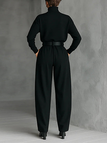 MONO ELEGANTE DE CINTURA ALTA CON CORTE FLUIDO