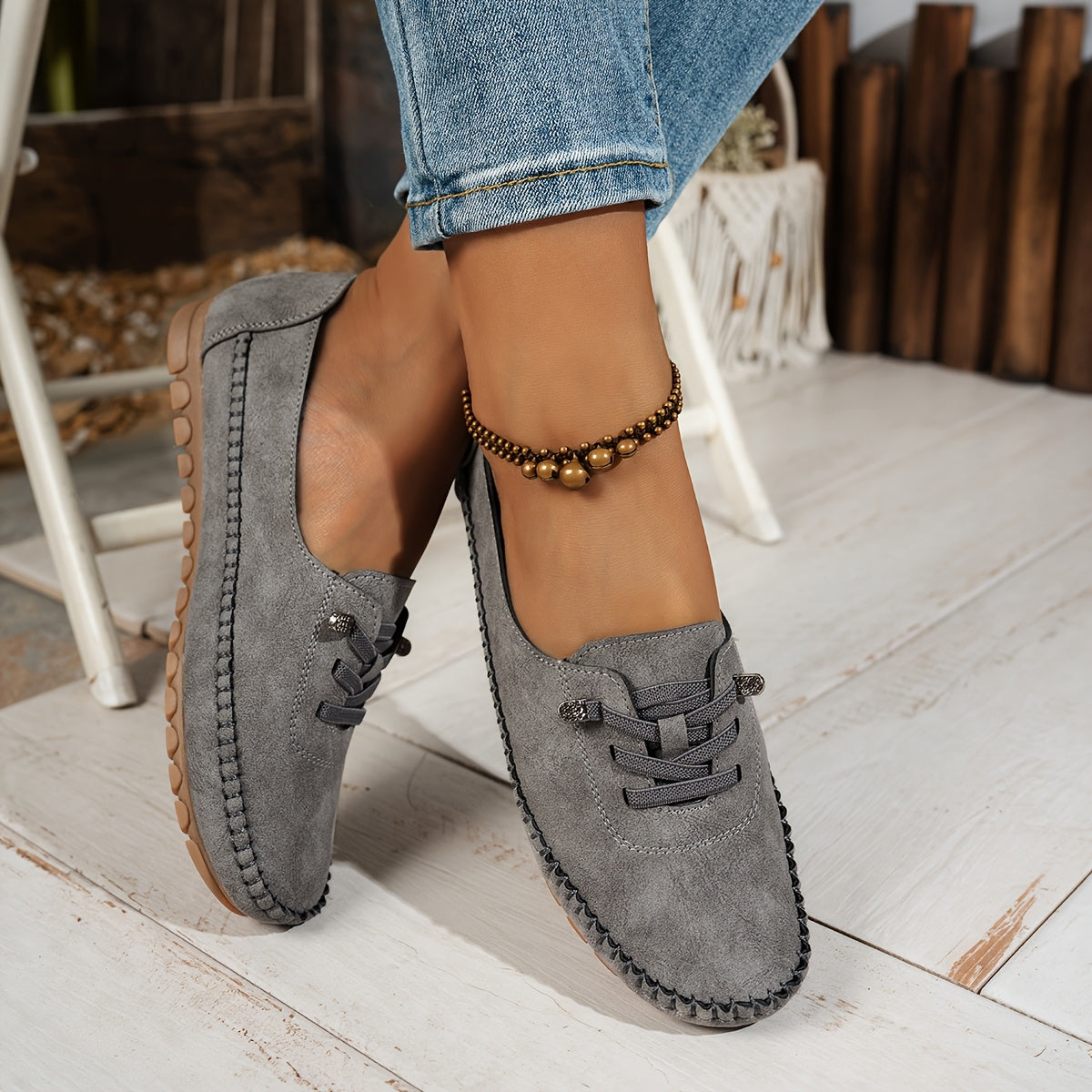 MOCASINES CASUALES DE ANTELINA CON CORDONES Y SUELA FLEXIBLE