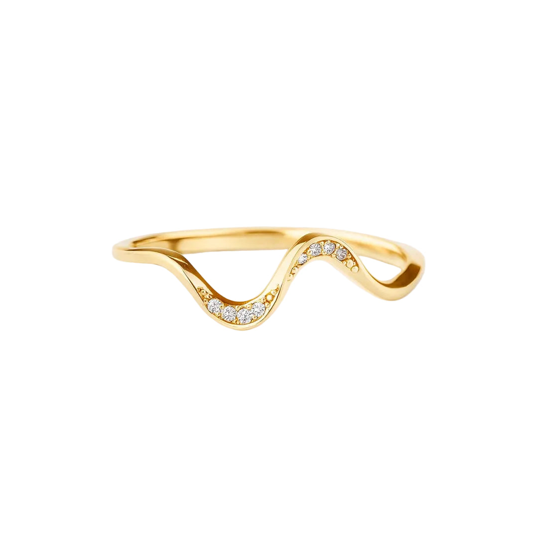 ANILLO VALENTINA ROCHE ONDULADO BICOLOR CON CIRCONITAS