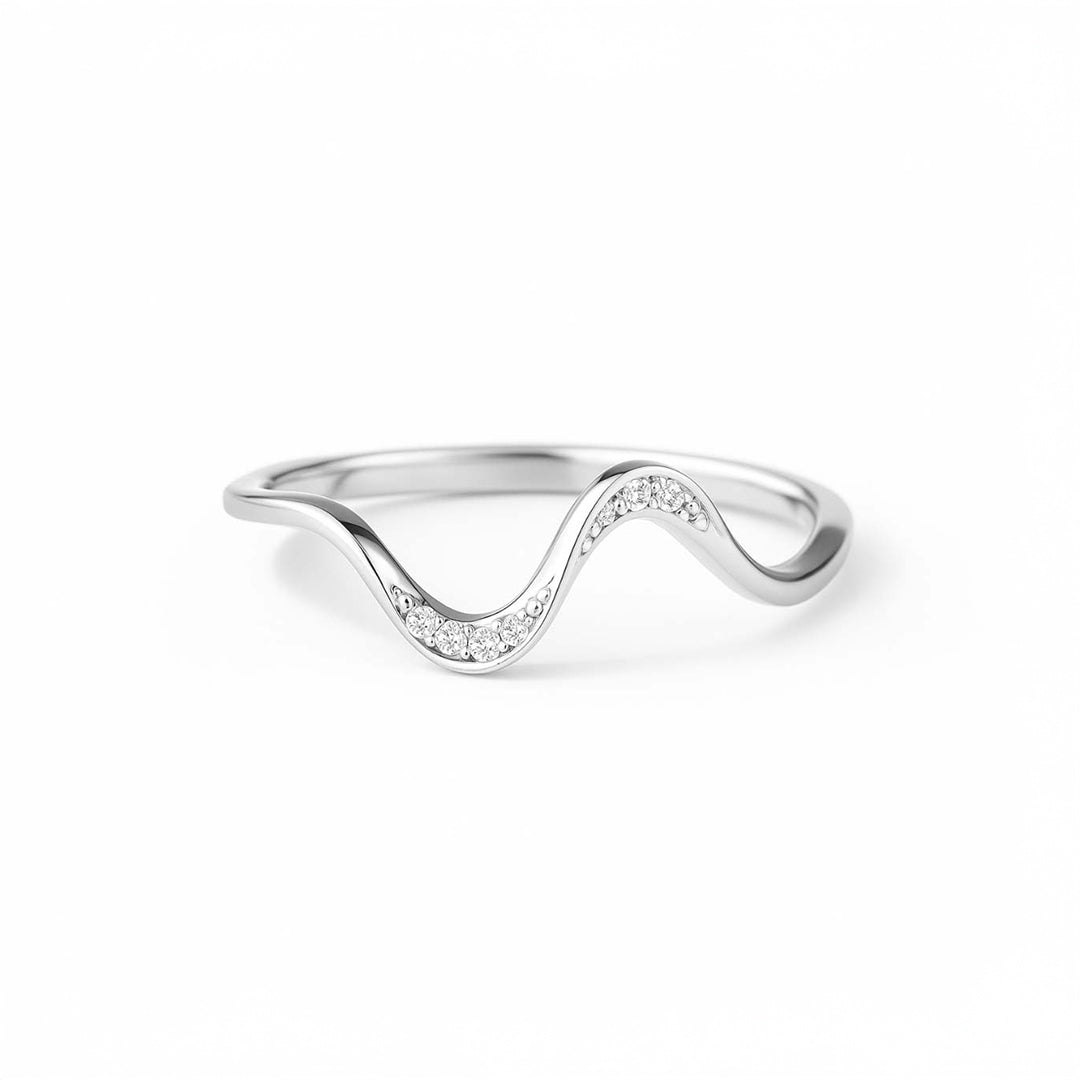ANILLO VALENTINA ROCHE ONDULADO BICOLOR CON CIRCONITAS