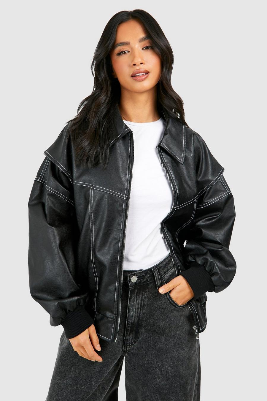 CHAQUETA EFECTO PIEL OVERSIZE