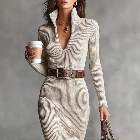 Clara - Vestido de punto con cuello medio alto