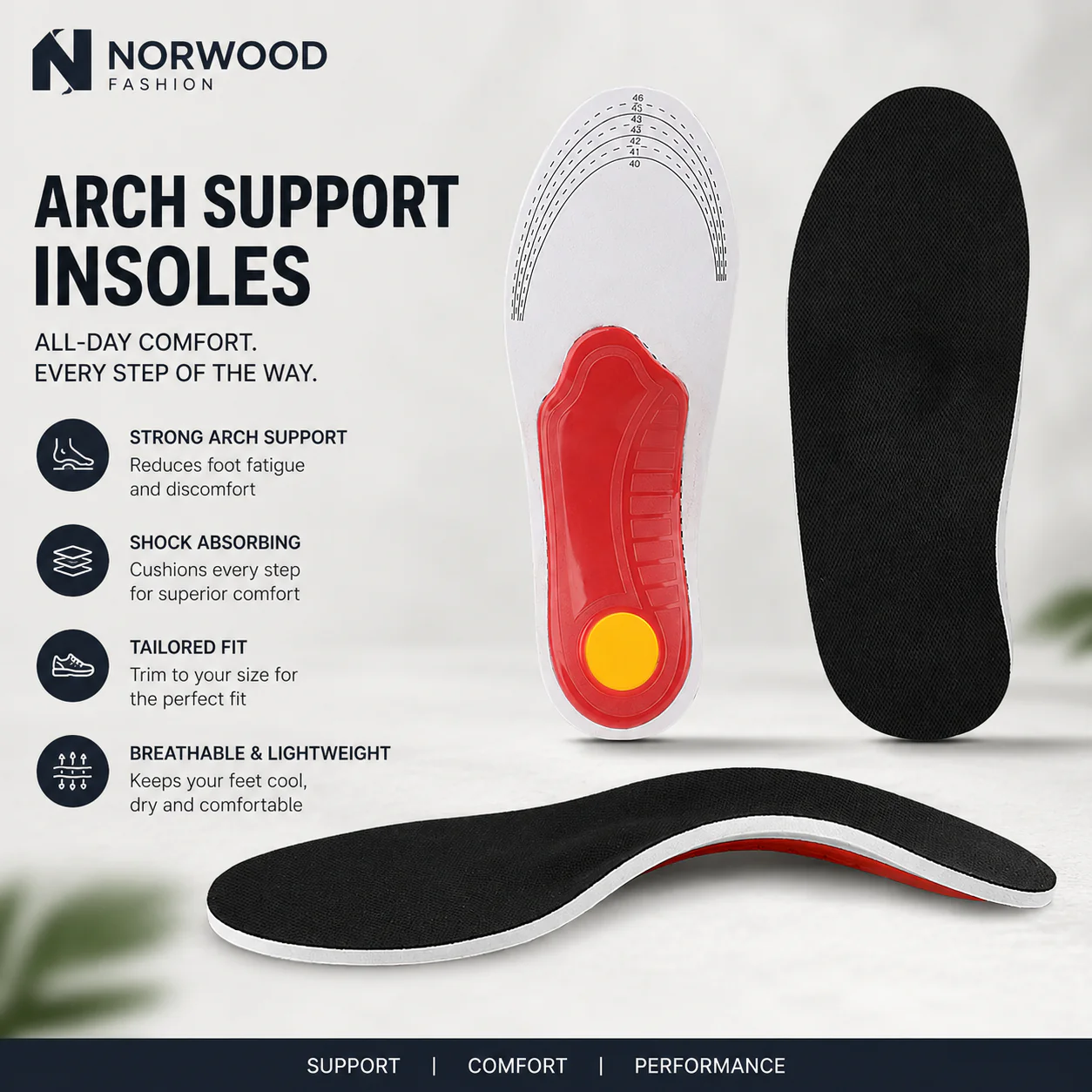 Plantillas con soporte para el arco del pie – Juego de 2 piezas