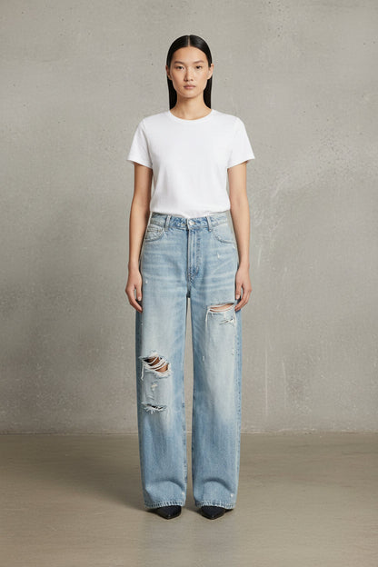 TOP PREMIUM JEANS RECTOS DENIM CLARO