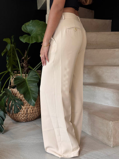 Pantalones de traje de cintura baja Britney - Beige