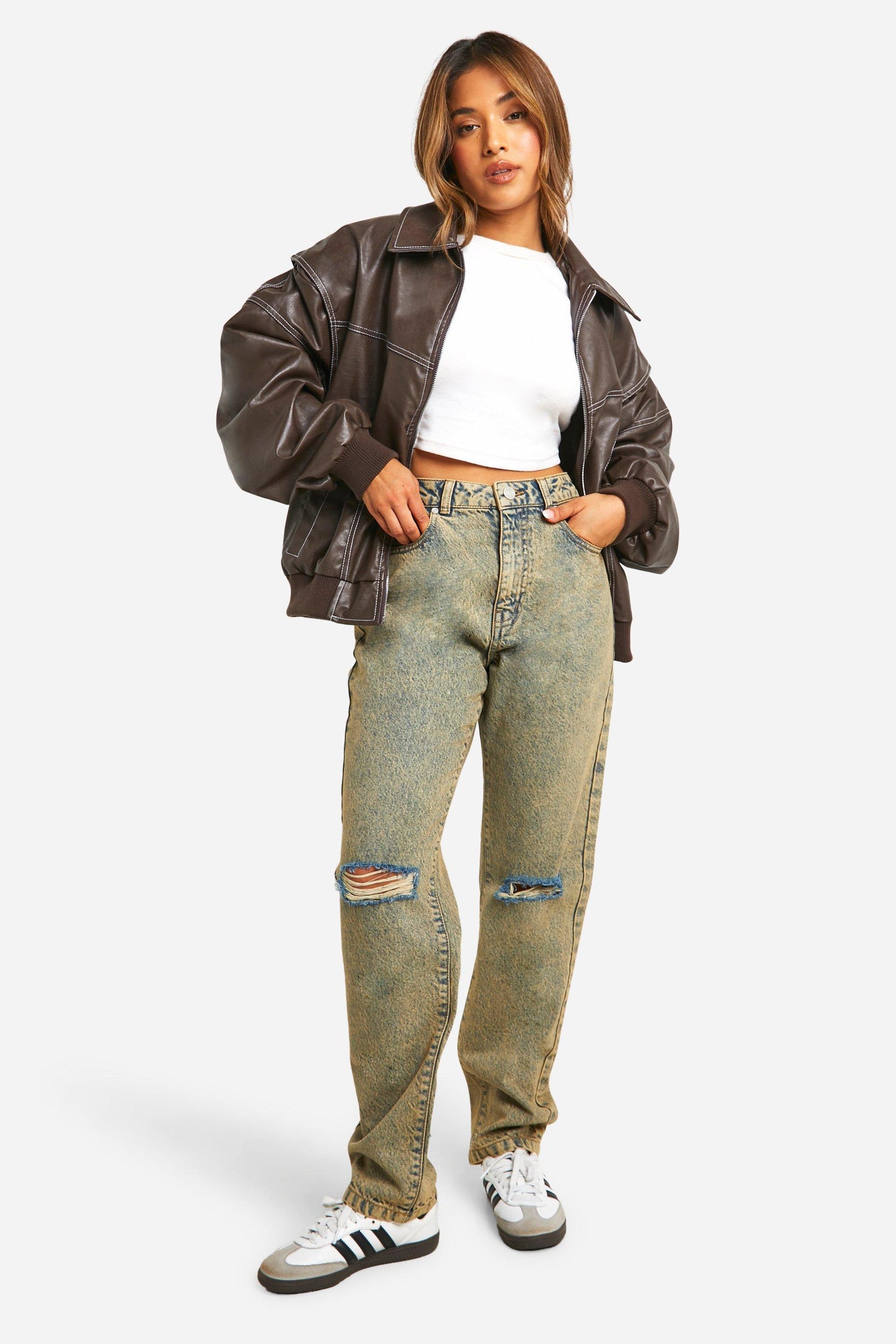 CHAQUETA EFECTO PIEL OVERSIZE