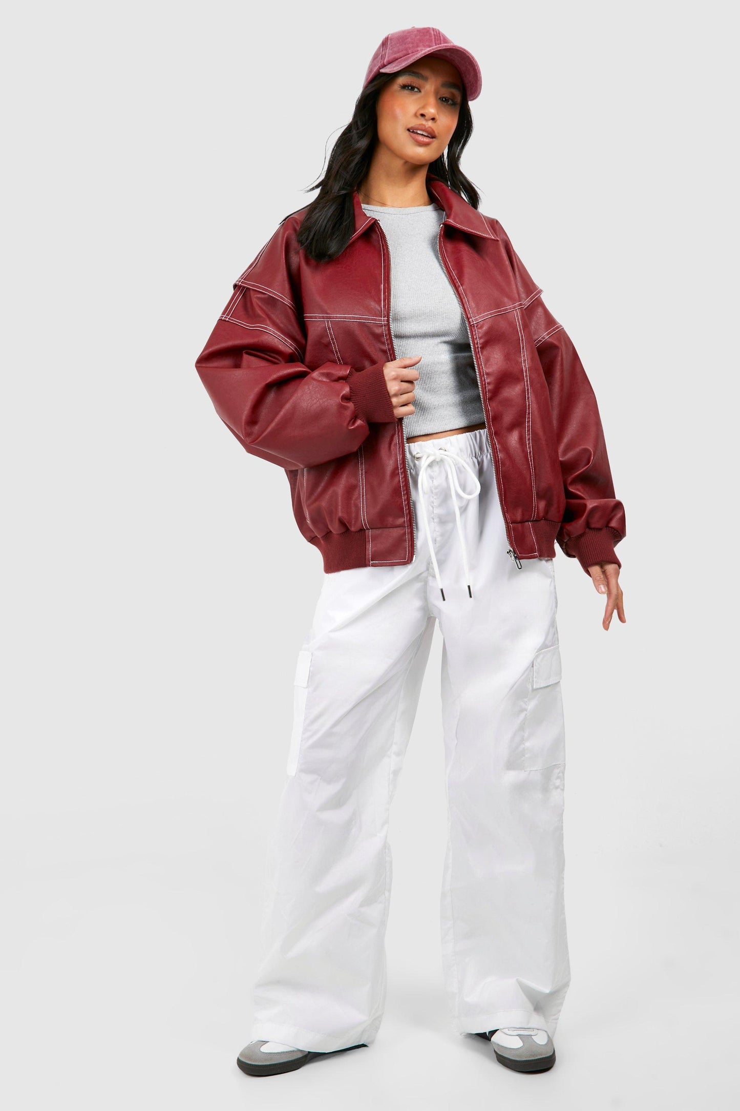 CHAQUETA EFECTO PIEL OVERSIZE