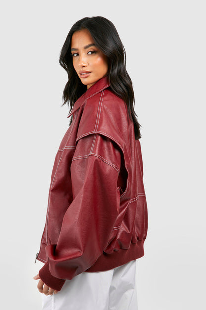 CHAQUETA EFECTO PIEL OVERSIZE
