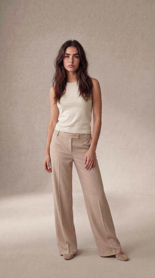 Pantalones de traje de cintura baja Britney - Beige