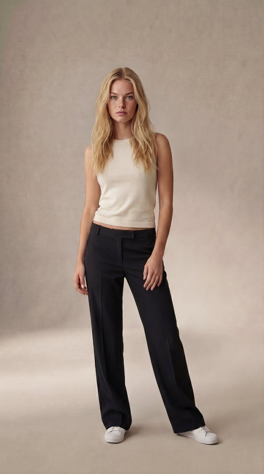 Pantalones de traje de cintura baja Britney - Negro