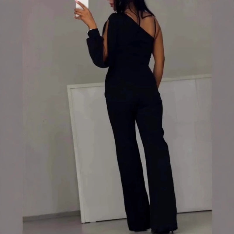 VESTIDO NEGRO DE FIESTA CON DETALLE TRANSPARENTE