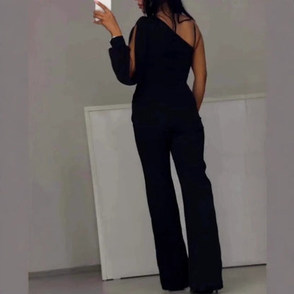 VESTIDO NEGRO DE FIESTA CON DETALLE TRANSPARENTE