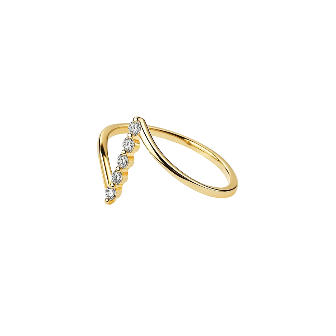 ANILLO VALENTINA ROCHE DORADO CURVO CON CIRCONITAS